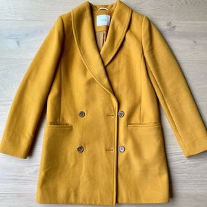 Aritzia Wilfred Mustard Wool Coat Size Small
